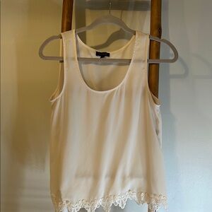 Elegant Cream Lace Trim Tank Top
